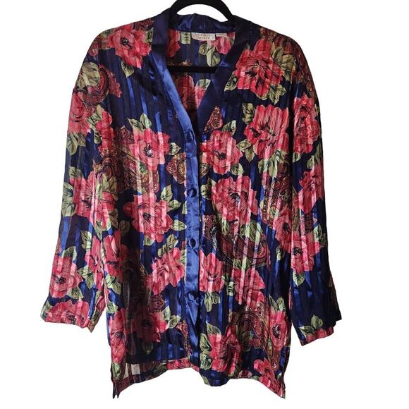 Vintage 80s Victoria’s Secret Gold Label Lingerie Top Sz M Floral Paisley Print - Picture 1 of 9